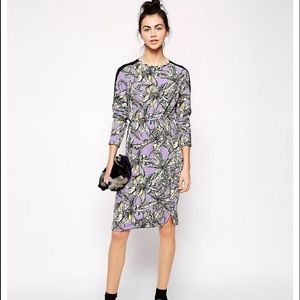 ASOS AFRICA Print Dress with Sheer Inserts