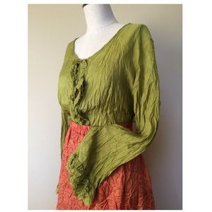 NWOT 100% Silk Ruffled Blouse Size XL