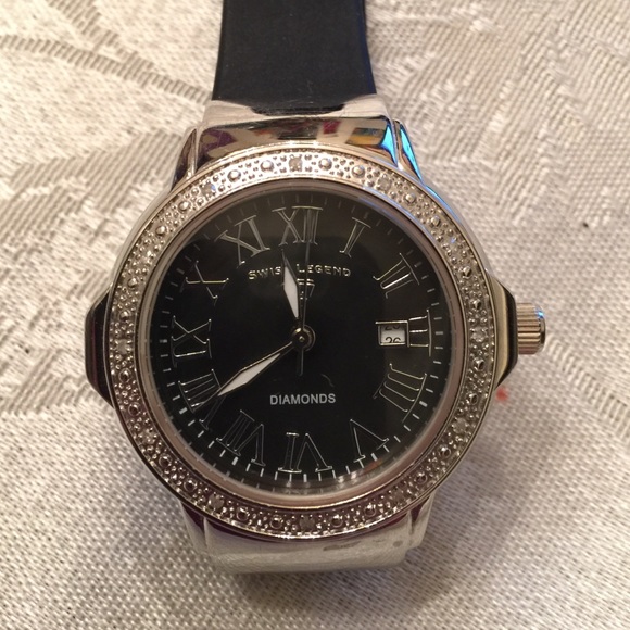 Swiss Legend Diamond Black Mother Of Pearl Dial