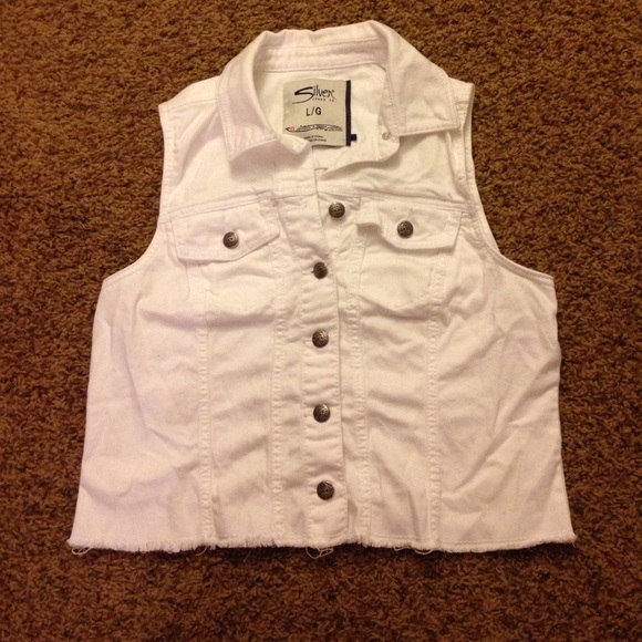White denim vest