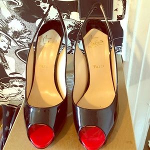 Authentic Christian Louboutin Flo Sling 120 Patent