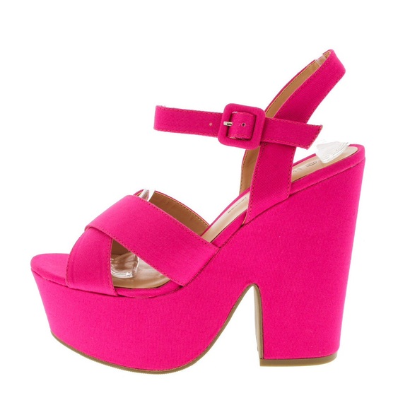 Wild Diva Shoes - NEW! WILD DIVA ELFI-05A PINK CROSS STRAP PLATFORM