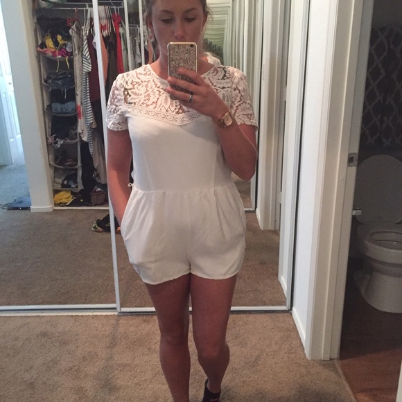 White romper with lace detail