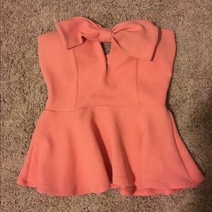 Pink Bow peplum top