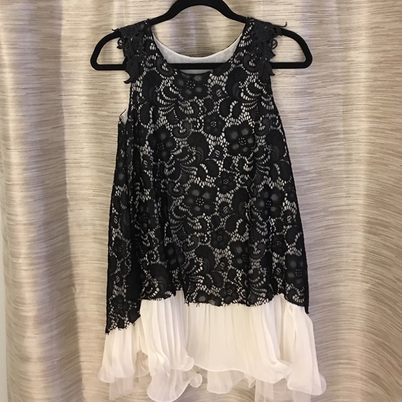 Black and white lace Tunic Dress
