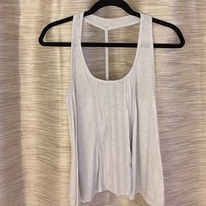 Gray braided T back tank