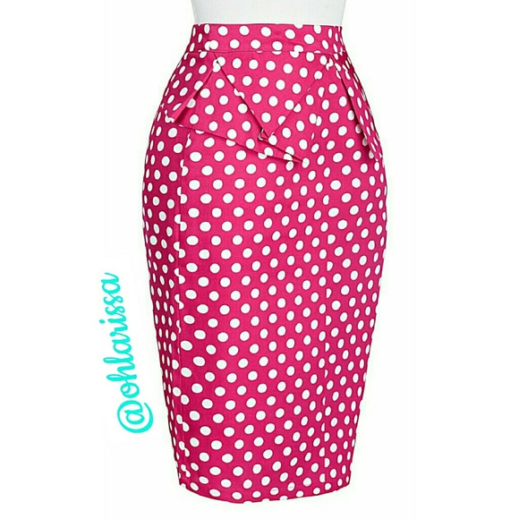 Vintage Style-Hot Pink Pencil Skirt - Picture 3 of 4
