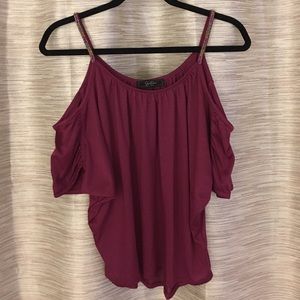 Burgundy beaded off the shoulder top
