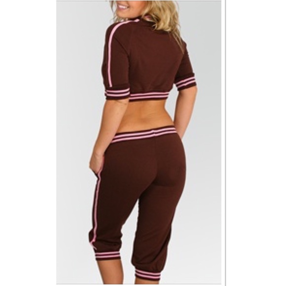 🎈5/$25🎈 BROWN/PINK KNIT CAPRI SET - Picture 3 of 3