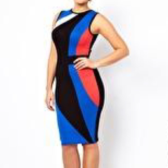 ASOS Dresses & Skirts - Like New ASOS Curve Bodycon Dress in Color Block