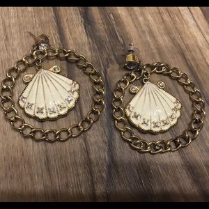 Rare HTF Betsey Johnson Hoop Earrings Vintage Shel
