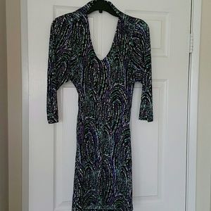 Open Back 1/4 Length Sleeve Dress