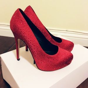 ALDO red sparkling heels