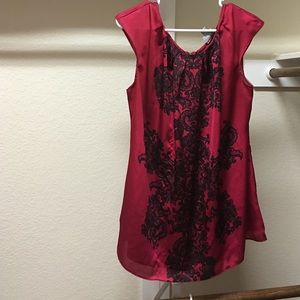 Red silk blouse