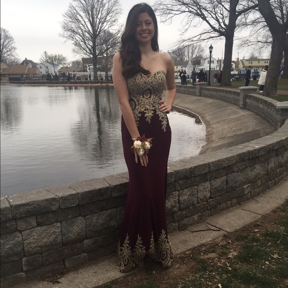 Burgundy Prom Dress - Picture 2 of 3