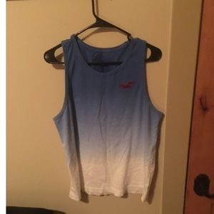 Blue and white faded hollister tank