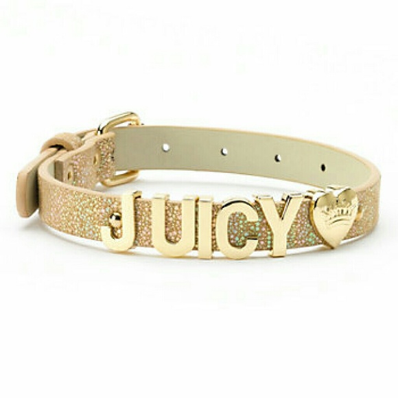 Bling  Juicy Couture dog collar gold metallic