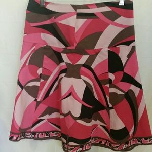 Elie Tahari pink/black, brown A-line skirt size 10
