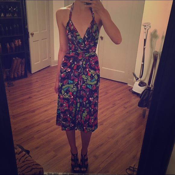 Floral print halter dress