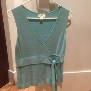 Ann taylor loft knit szM turquoise knot tie shirt