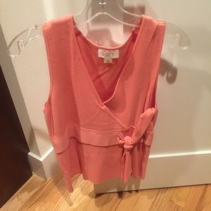 Ann taylor loft knit szM coral knot tie shirt