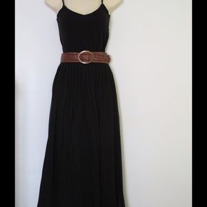 Black pleated maxi skirt