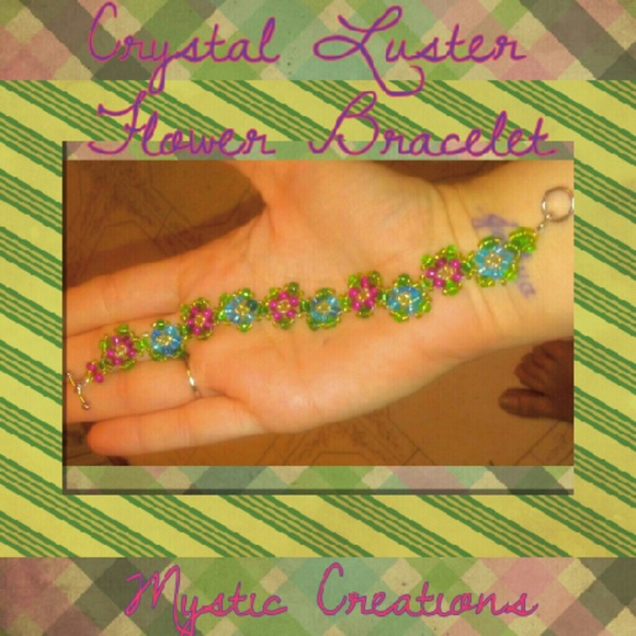 Crystal Luster Flower Toggle Bracelet