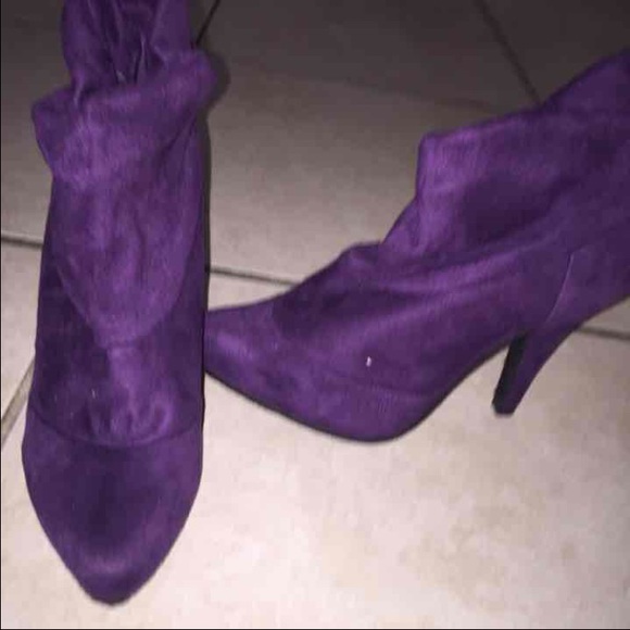 Purple velvet ankle heels  6