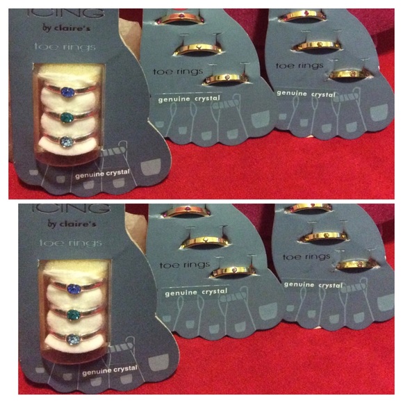 9 Genuine Crystal toe rings, set in Gold or silver - Picture 2 of 2