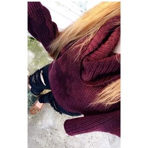 Turtle Neck Maroon Sweater ღ