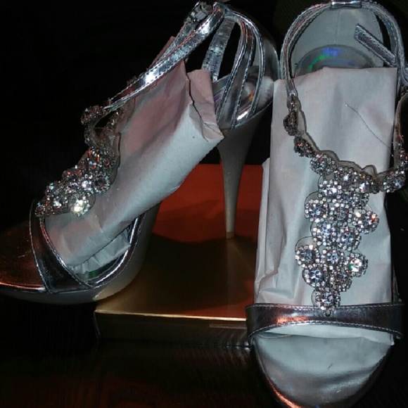 Silver Rhinestone Heels - Picture 2 of 4
