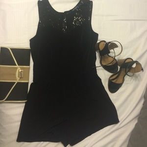 All black lace romper