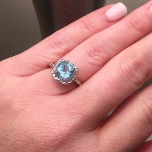 Aquamarine cushion cut Ring. Size 6