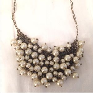 J. Crew pearl & boutique long gold chain necklace