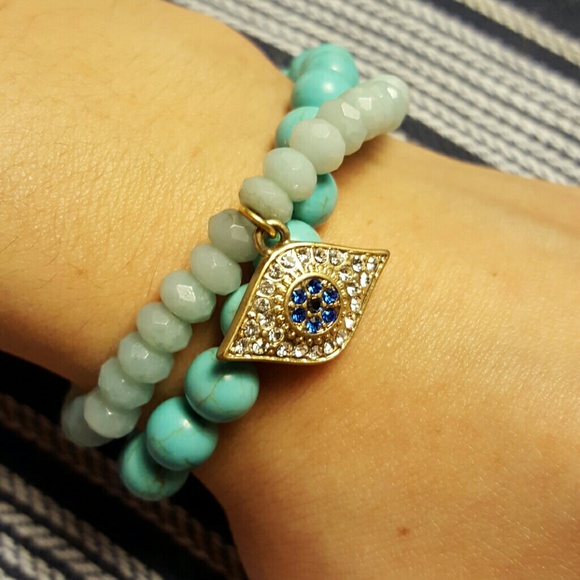Egyptian Eye Stone Bracelet Set - Picture 1 of 4