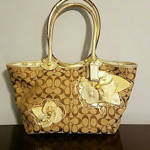 Authentic Coach Purse. Flower Decoration on Front