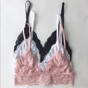 HOLD Set of 2 lace bralettes (white + blush only)