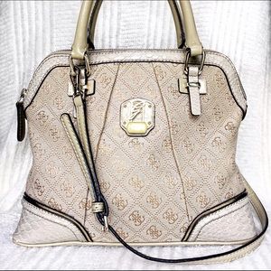 GUESS Florrie Small Dome Satchel in Stone