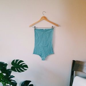 American Apparel Strapless Ruched Bodysuit