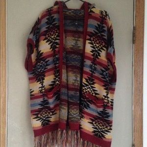 MD southwestern hooded cardigan