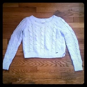Hollister Cream/White Crop Sweater