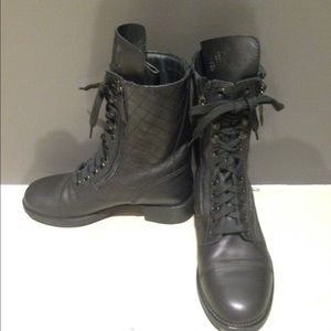 Chanel quilted combat boot