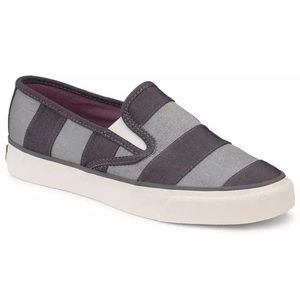 Sperry Slip on Loafers striped gray 9.5 NEW