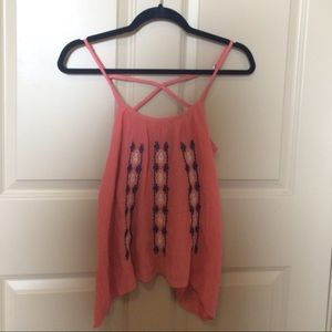 Cross Cross Back Flowy Boho Tank Top