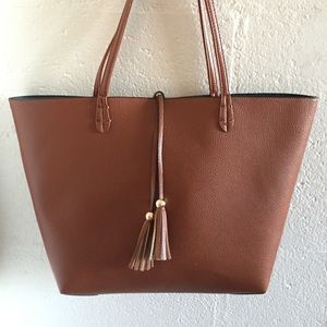 Leather Tote with Tassels