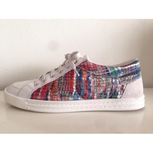 Chanel  multi color tweed print sneakers