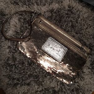 Coach poppy sequin wristlet