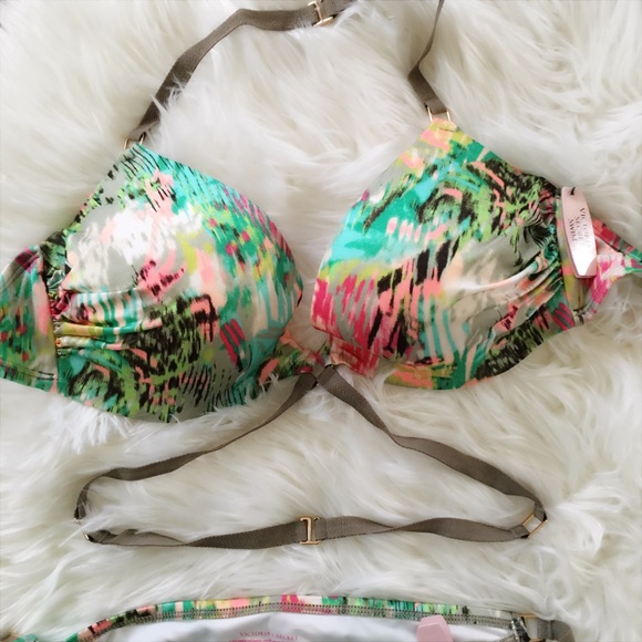 NWT VS Strappy hottie halter abstract bikini - Picture 3 of 4