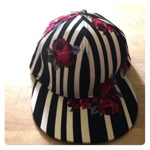 Striped floral, snap back hat