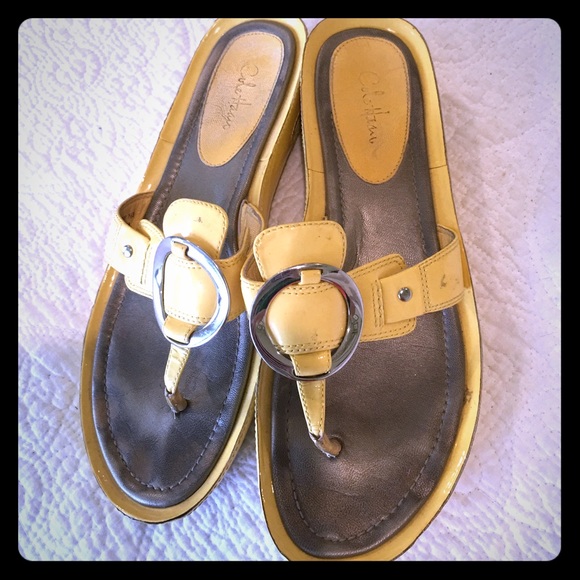 Cole Haan yellow patent leather sandals